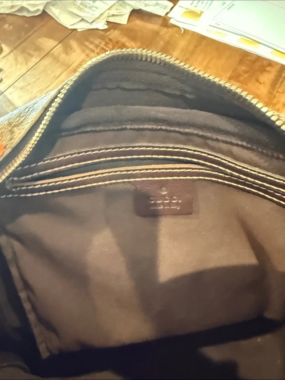 Gucci Beige Brown GG coated Canvas Messenger Bag with Adjustable Strap